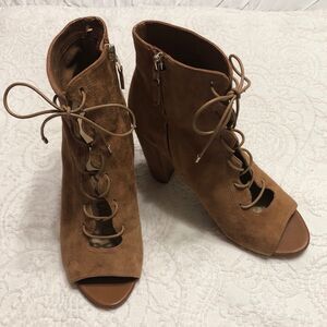 Sam Edelman Leather Sandals Size 9M Cognac Suede Tan Lace Up Ankle Boots